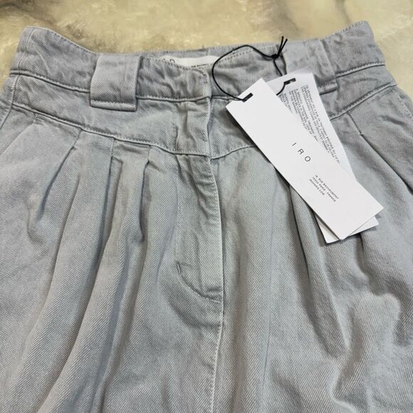 IRO PARIS FRANCE Pleated Senti Gray Denim Skirt 20s NWT 36 - Picture 7 of 13